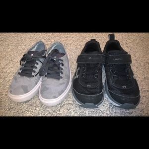2 pairs of Under Armour sneakers boys size 11
